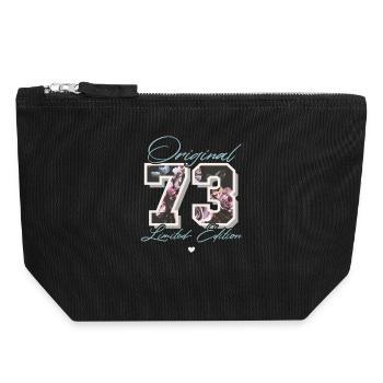 1973 Année de naissance Anniversaire Fleurs - Pochette zippée en toile 18 x 19 cm - noir - Devant