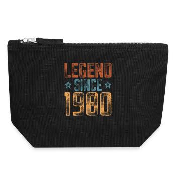 1980 Naissance Année de naissance Anniversaire - Pochette zippée en toile 18 x 19 cm - noir - Devant