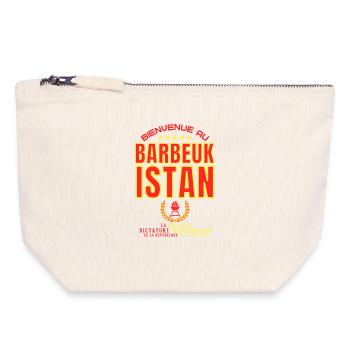 Bienvenue au BARBEUKISTAN - Humour Barbecue - Pochette zippée en toile 18 x 19 cm - blanc naturel - Devant