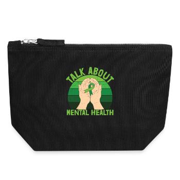 Parlez de santé mentale - Pochette zippée en toile 18 x 19 cm - noir - Devant