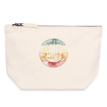 Viking Boat, Dragon Boat Longship - Canvas Zip Pouch 18 x 19 cm - nature - Front
