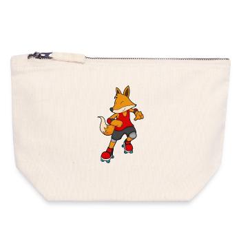Fuchs Rollschuhfahren Rollschuhe - Canvas Reißverschluss-Täschchen (18 x 19 cm) - Naturweiß - Vorne