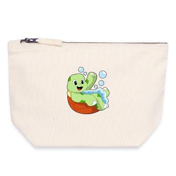 Turtle Bathing Bathtub - Canvas Zip Pouch 18 x 19 cm - nature - Front