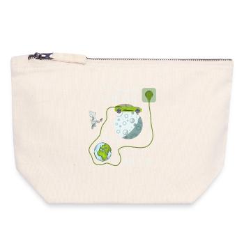 E-car on the moon - Canvas Zip Pouch 18 x 19 cm - nature - Front