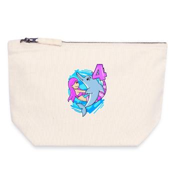4th Birthday Girl 4 years old Mermaid - Canvas Zip Pouch 18 x 19 cm - nature - Front