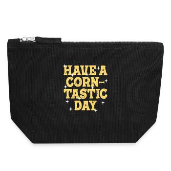 Have a corntastic day - Canvas Zip Pouch 18 x 19 cm - black - Front