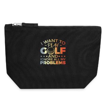 Lustiger Golf Spruch - Canvas Reißverschluss-Täschchen (18 x 19 cm) - Schwarz - Vorne