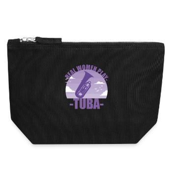Tuba Instrument Musician Girl Gift - Canvas Zip Pouch 18 x 19 cm - black - Front