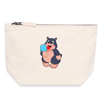 Crème glacée Mole Waffle - Pochette zippée en toile 18 x 19 cm - blanc naturel - Devant