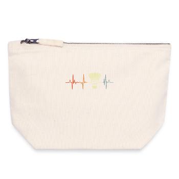 Battement de cœur de badminton - Pochette zippée en toile 18 x 19 cm - blanc naturel - Devant