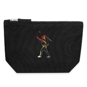Joueur de badminton - Pochette zippée en toile 18 x 19 cm - noir - Devant