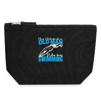 Unterschätze nie einen alten Schwimmer - Canvas Reißverschluss-Täschchen (18 x 19 cm) - Schwarz - Vorne