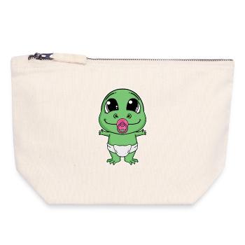 Dinosaur Green Baby - Canvas Zip Pouch 18 x 19 cm - nature - Front