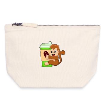 Affe Coffee to go Becher - Canvas Reißverschluss-Täschchen (18 x 19 cm) - Naturweiß - Vorne