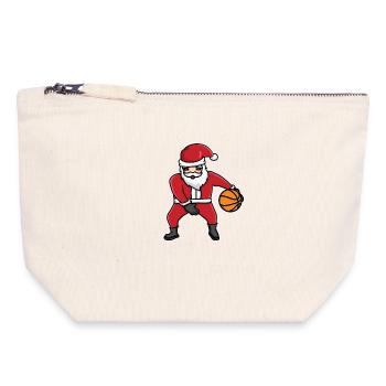 Chapeau de Noël de basketball - Pochette zippée en toile 18 x 19 cm - blanc naturel - Devant
