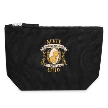 Violoncelle Musicien Instrument à Cordes Cadeau - Pochette zippée en toile 18 x 19 cm - noir - Devant