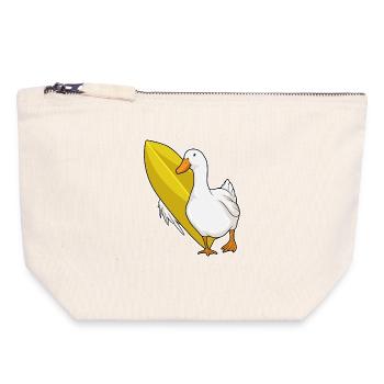 Ente Surfen Surfbrett Sommer - Canvas Reißverschluss-Täschchen (18 x 19 cm) - Naturweiß - Vorne