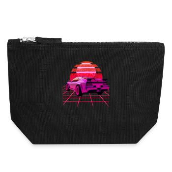 Retro Wave super Car Sunset - Canvas Reißverschluss-Täschchen (18 x 19 cm) - Schwarz - Vorne