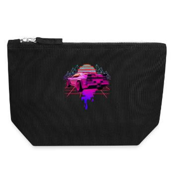 Retro Wave Racing Supercar - Canvas Zip Pouch 18 x 19 cm - black - Front