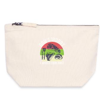 Boucher Animal Abattage Viande Cutter BBQ - Pochette zippée en toile 18 x 19 cm - blanc naturel - Devant