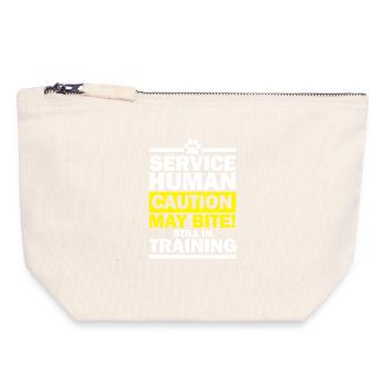 La prudence humaine de service peut encore mordre à l’entraînement - Pochette zippée en toile 18 x 19 cm - blanc naturel - Devant