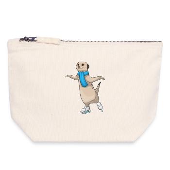 Suricates patins à glace - Pochette zippée en toile 18 x 19 cm - blanc naturel - Devant