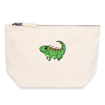 Iguana Green Reptiles - Canvas Zip Pouch 18 x 19 cm - nature - Front