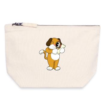 Loupe détective canine - Pochette zippée en toile 18 x 19 cm - blanc naturel - Devant