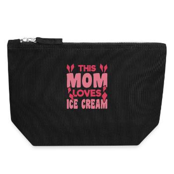 Maman crème glacée - Pochette zippée en toile 18 x 19 cm - noir - Devant