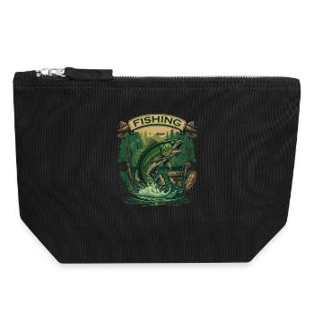 Big fish on the hook - Canvas Zip Pouch 18 x 19 cm - black - Front