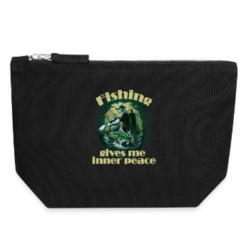 Fishing inner peace - Canvas Zip Pouch 18 x 19 cm - black - Front
