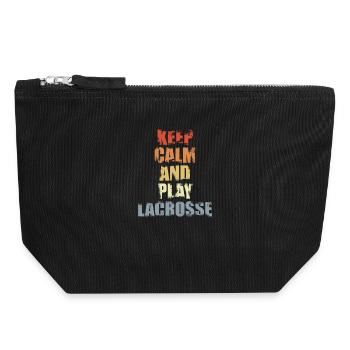 Playing lacrosse - Canvas Zip Pouch 18 x 19 cm - black - Front