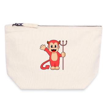 Monkey Halloween Devil Trident - Canvas Zip Pouch 18 x 19 cm - nature - Front