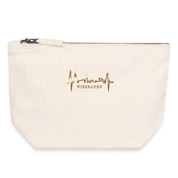 Wiesbaden Skyline Herzschlag Fan Herz Hessen Liebe - Pochette zippée en toile 18 x 19 cm - blanc naturel - Devant