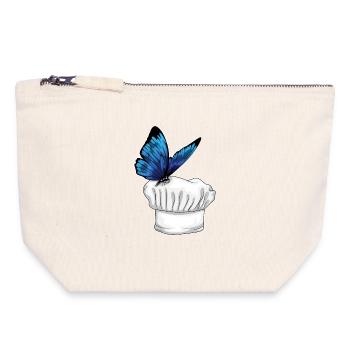 Cuisson du chapeau papillon Chef Chapeau - Pochette zippée en toile 18 x 19 cm - blanc naturel - Devant