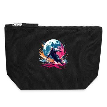 Astronaut Colorful Moon Runner Astro Run - Canvas Zip Pouch 18 x 19 cm - black - Front