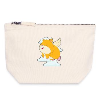 Nuages de hamster - Pochette zippée en toile 18 x 19 cm - blanc naturel - Devant