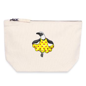Pinguin Polka Dots Kleid - Canvas Reißverschluss-Täschchen (18 x 19 cm) - Naturweiß - Vorne