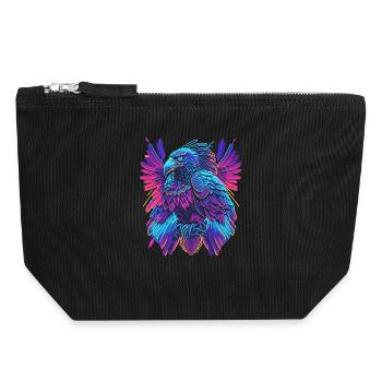 Neon Adler Synthwave Adler - Canvas Reißverschluss-Täschchen (18 x 19 cm) - Schwarz - Vorne