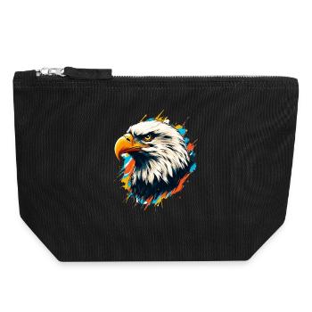 Pygargue à tête blanche - Pochette zippée en toile 18 x 19 cm - noir - Devant