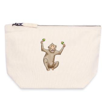 Monkey Musician Rattle Music - Canvas Zip Pouch 18 x 19 cm - nature - Front