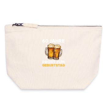 60 Geburtstag Bier Bierliebhaber 60 Jahre Spruch - Canvas Reißverschluss-Täschchen (18 x 19 cm) - Naturweiß - Vorne