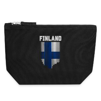 Flag of Finland, Finnish pride - Canvas Zip Pouch 18 x 19 cm - black - Front