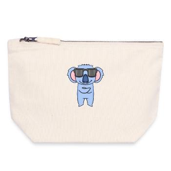 Koala avec des lunettes - Pochette zippée en toile 18 x 19 cm - blanc naturel - Devant