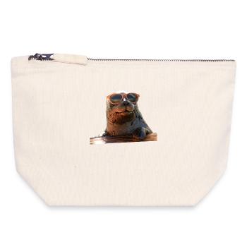 Robbe mit Sonnenbrille Seehund Walross Süße Robben - Canvas Reißverschluss-Täschchen (18 x 19 cm) - Naturweiß - Vorne