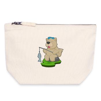 Chien Pêcheur Pêche Aux Poissons - Pochette zippée en toile 18 x 19 cm - blanc naturel - Devant