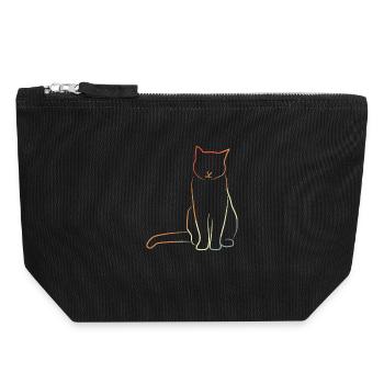 Chat au look vintage - Pochette zippée en toile 18 x 19 cm - noir - Devant