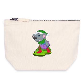 Forfait de Noël de la souris - Pochette zippée en toile 18 x 19 cm - blanc naturel - Devant