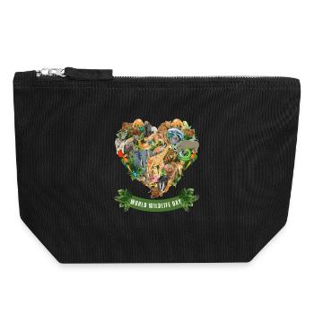 Journée mondiale de la vie sauvage - Amoureux de la faune - Pochette zippée en toile 18 x 19 cm - noir - Devant