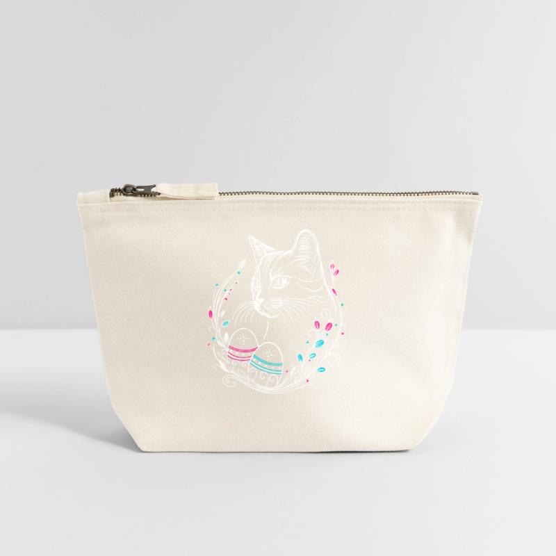 Cat Easter Easter Eggs Easter Cat Canvas Zip Pouch 18 x 19 cm